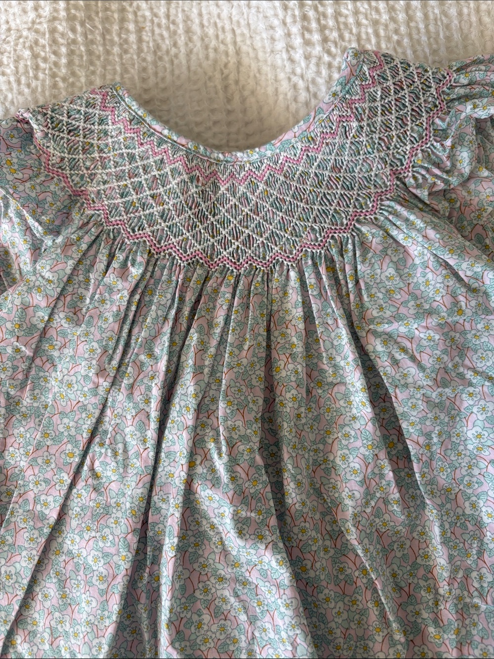 QUESTION EVERYTHING NWOT Floral Smocked Dress w/ Bloomers Pastel Pink & Green